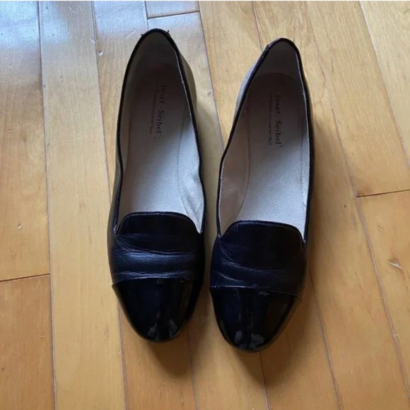 Josef Seibel Black Leather & Patent Leather Flats – Size 39 - Picture 4 of 9